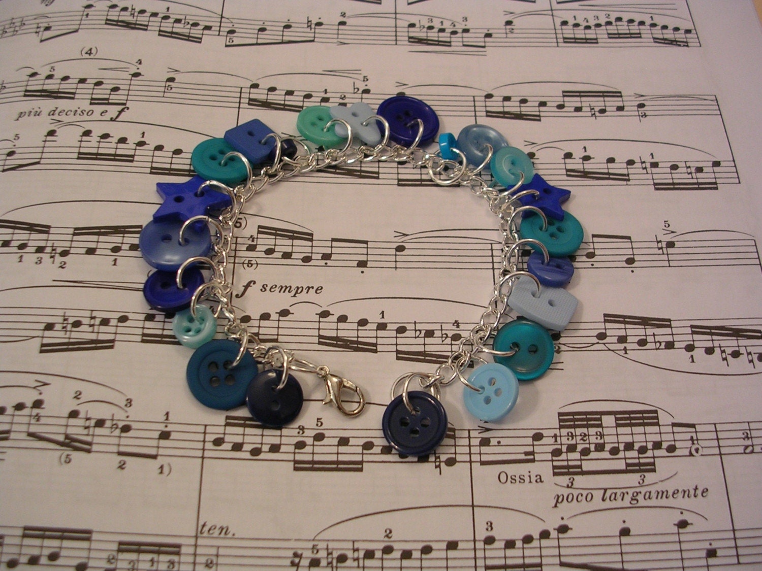 blue button charm bracelet