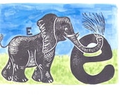 e is for Elephant Framed Print - Alphabet Series by monster in the closet on etsy