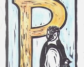 P is for Penguin Alphabet Series Print by monster in the closet on etsy