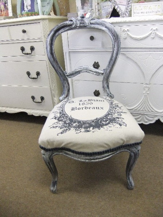 Petite Chair with French Print Seat Cover