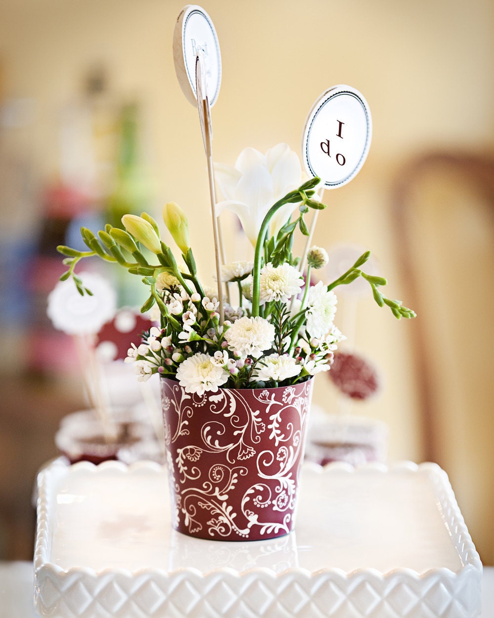 6 Flower Vases & Pots - Graduation Party Decorations, Shower Centerpieces, Wedding Flowers, May Day, Mothers Day Flowers