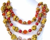 WOMEN'S JEWELRY: Necklace Earrings Colorful  Yellow Beaded Pearls Set