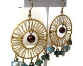 WOMEN'S JEWELRY: Earrings Gold, Green and Chocolate Brown