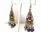 WOMEN'S JEWELRY: Earrings Gold Pink Purple Glass Bead