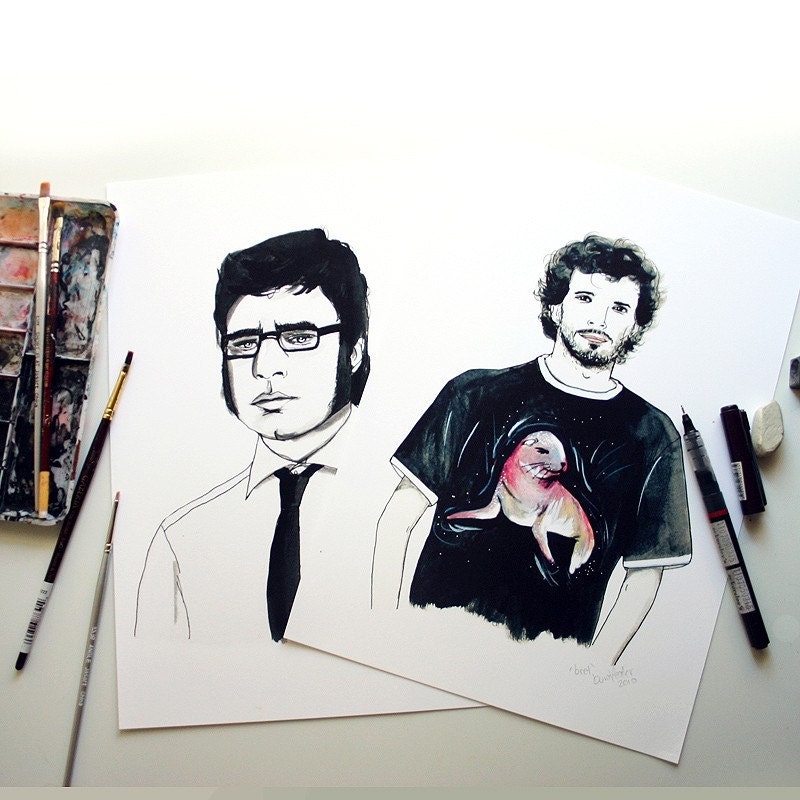 Flight of the Conchords Twin A4 Art Set - Bret and Jemaine