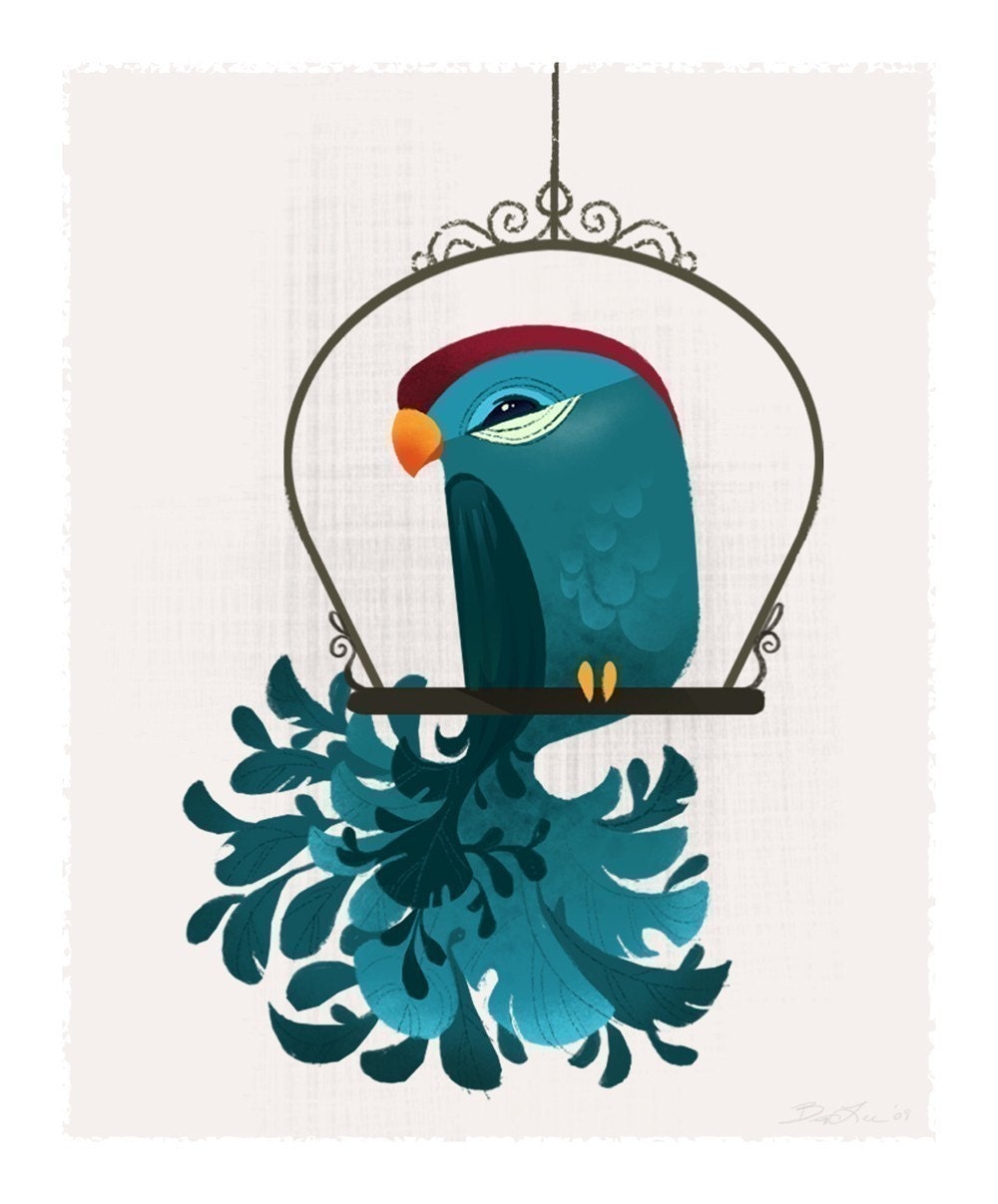 Blue Birdie Mini Print