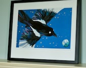 Magnus Flies Home - Print from Children's Book "Magpie's Treasure" by Kate Slater - 11 x 16