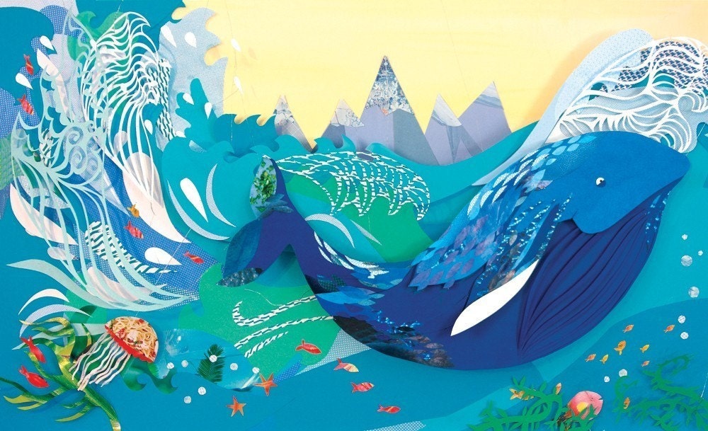 Whale in the Waves Illustration Print - 11 x 16 (A3)