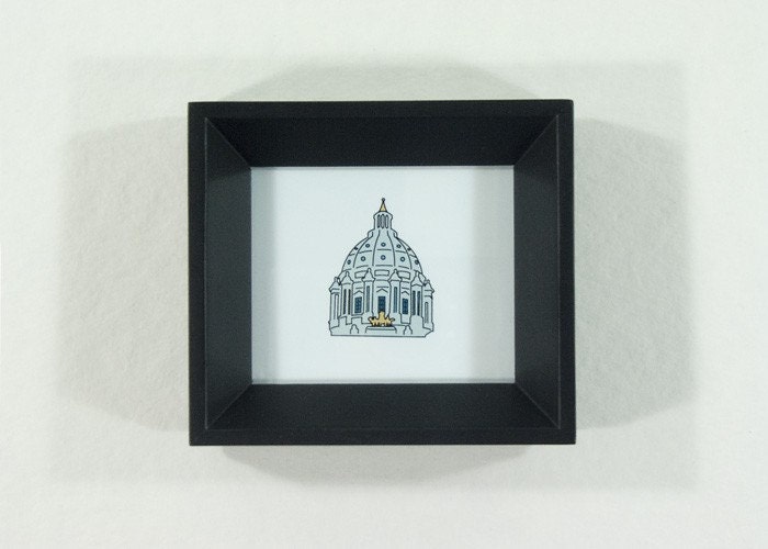 Minnesota State Capitol framed illustration - St Paul Minnesota Icon drawing with mint green patina and mustard yellow horses