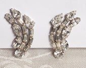 1940's Rhinestone Fireworks Earrings, Hollywood Glamour