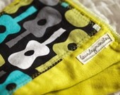 Baby burp cloth - Groovy guitars hand dyed lime green burp cloth