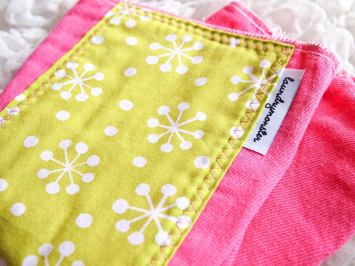 Baby Burp Cloth - Hot Pink limeade hand dyed burp cloth