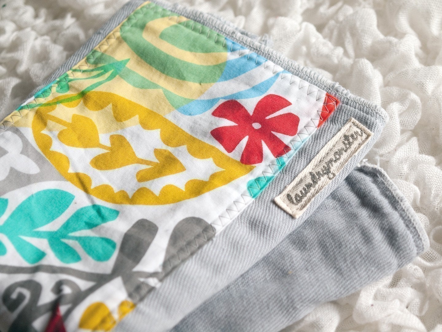 Baby burp cloth - Silver gray and paisley hand dyed burp cloth