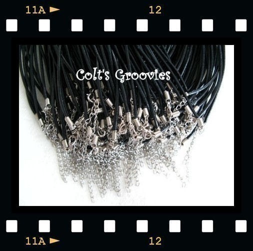 25 BLACK Leather CORD Necklaces -1mm in diameter (TINY) with smaller ends