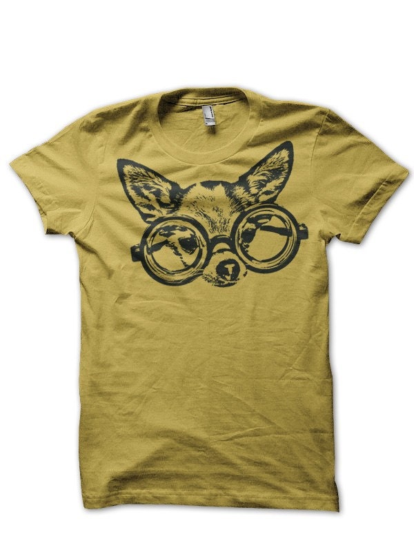 Hipster Chihuahua with Glasses - Urbarian Organic Tshirt Available in Men Women xs-s-m-l-xxl