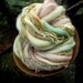 Handspun yarn, handpainted wool yarn, Merino wool, slub art yarn extreme thick and thin -BUTTER MINT