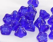 Cobalt Blue Czech Glass Bead Bell Flower 8x6mm    - 25  pieces   (ST203-25)