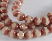 Czech Fire Polish Glass Bead 8mm Baroque Round Beige Picasso Luster- 8 pieces     (ST391)