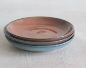 Red and Blue Stoneware Ceramic Dipping Dishes Set of 3