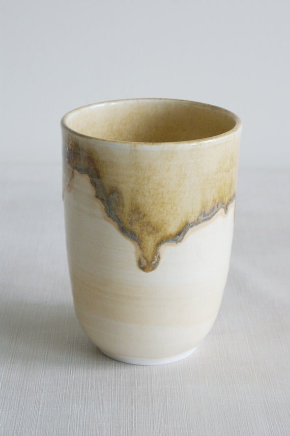 Light Yellow Ceramic Utensil Holder by jansonpottery on Etsy