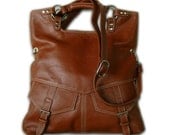 Whisky tan pebble leather handbag / shoulder bag / purse / Brook / tftateam