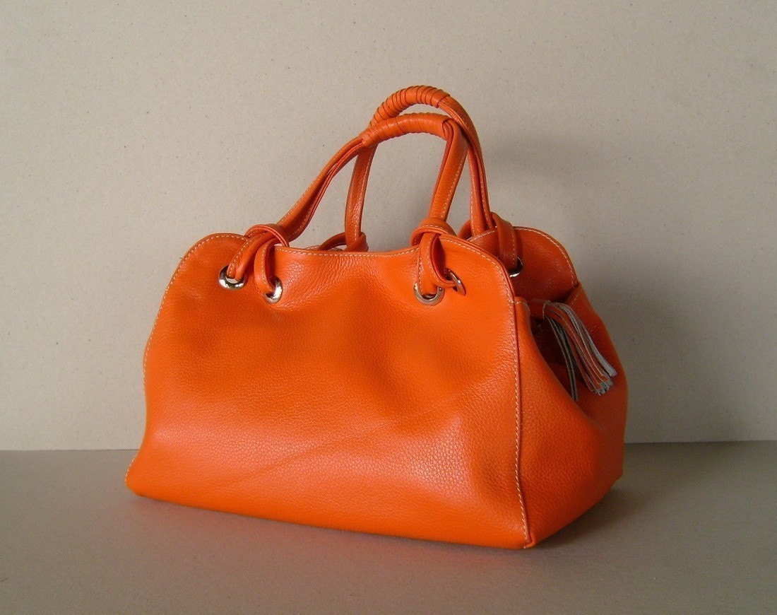 CANDY in orange - genuine leather handbag / purse