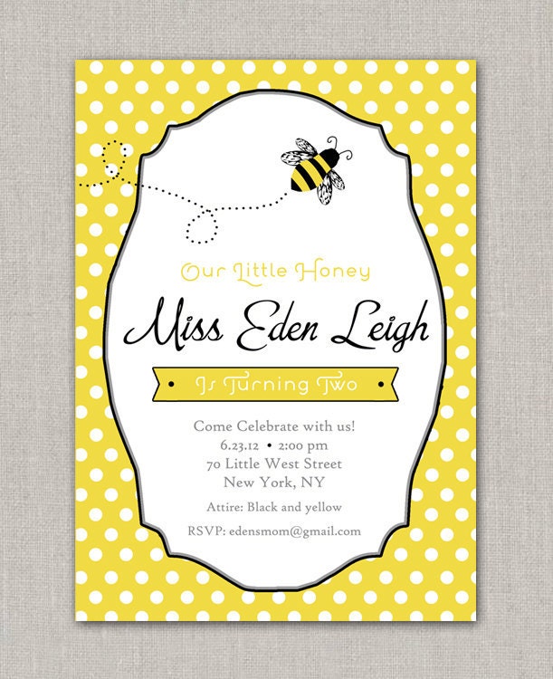 Bumble Bee Birthday Invitation