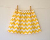 Girls Chevron Skirt . Yellow and White . Children's Clothing