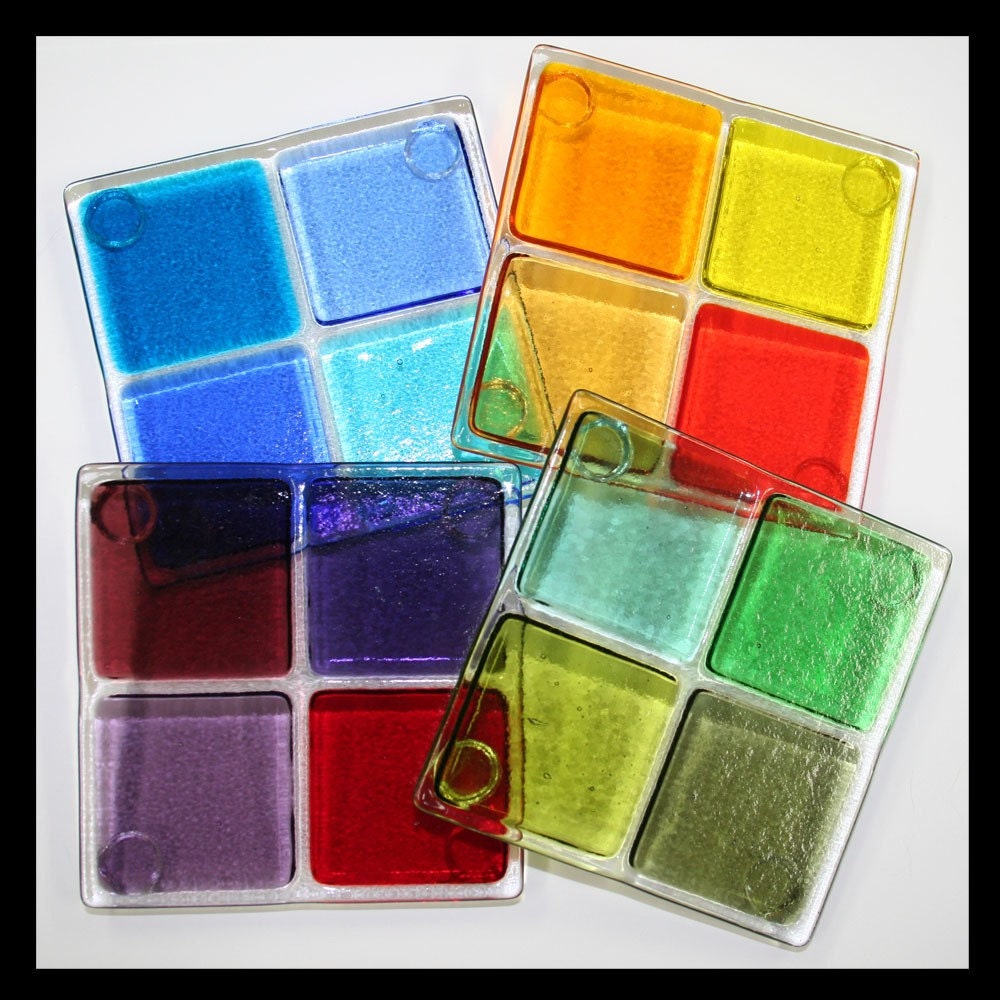 Glassworks Northwest - Mix and Match Any 4 Coasters - Set of 4 Fused Glass Coasters