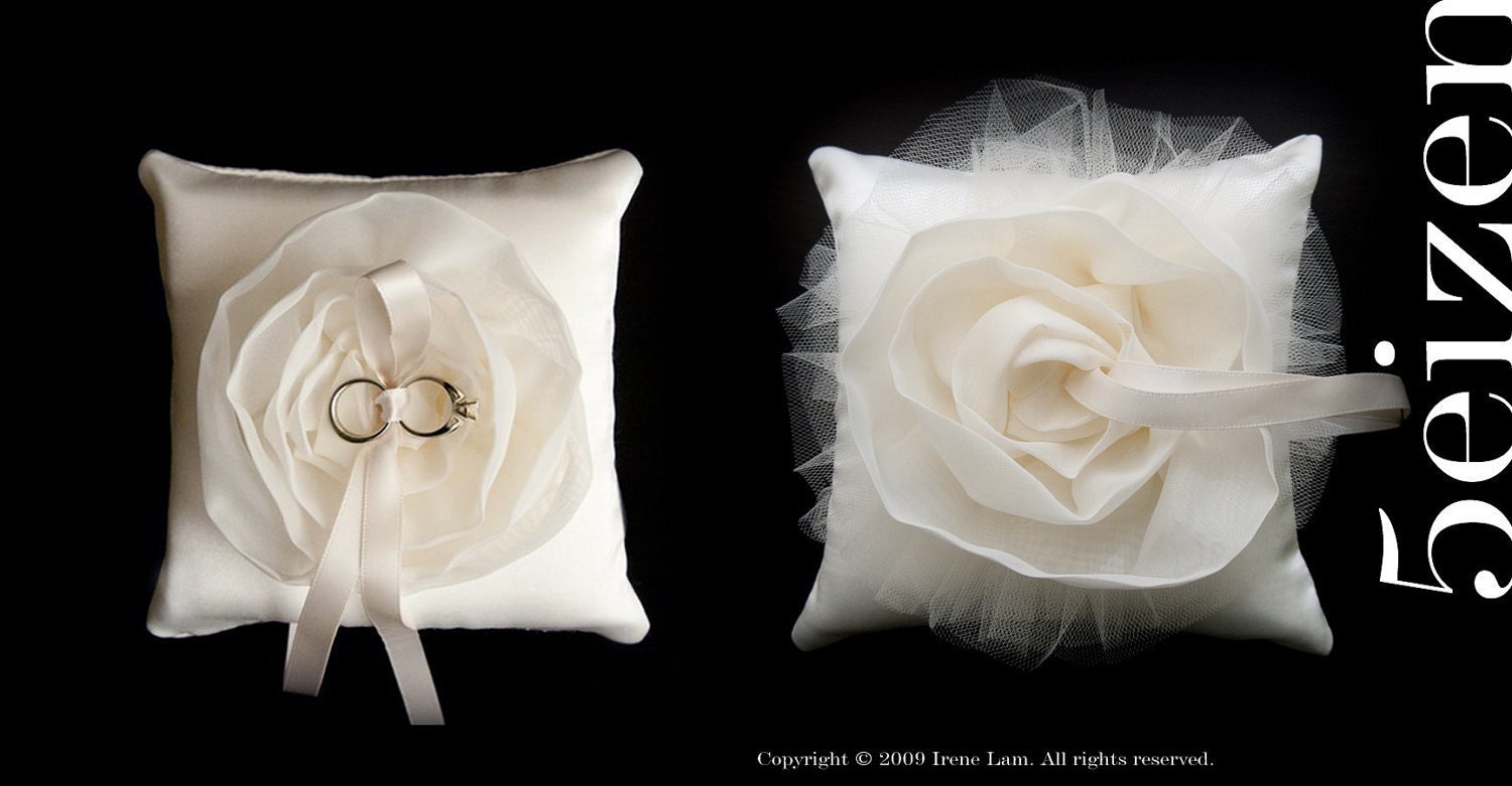 Juliani and Juli Series Package:  2 x Ivory Bloom Wedding Ring Pillow (FREE SHIPPING)