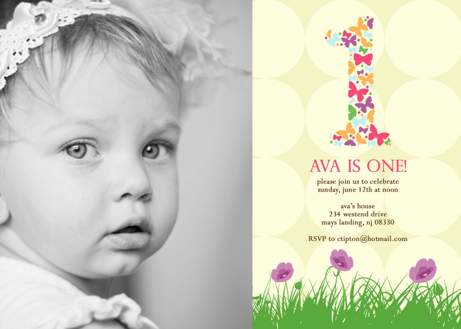 BUTTERFLY LOVE...Custom Photo Birth Announcement...by KM Thomas Designs