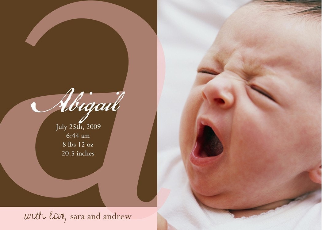 SIMPLE and MODERN...Custom Photo Baby Girl Announcements...by KM Thomas Designs Il_570xn