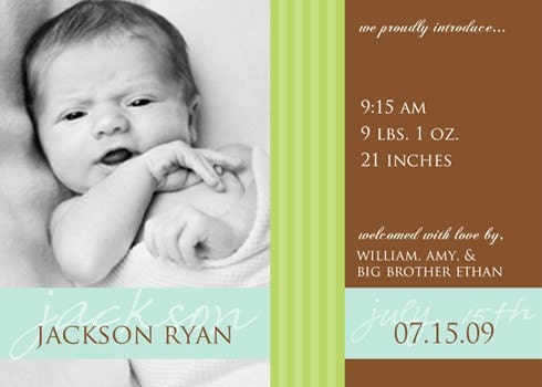 Modern Stripes - Custom Photo Birth Announcement Il_570xn