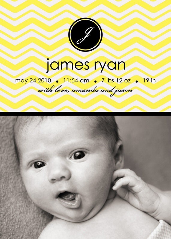 ZigZag - Custom Photo Birth Announcement Il_570xn
