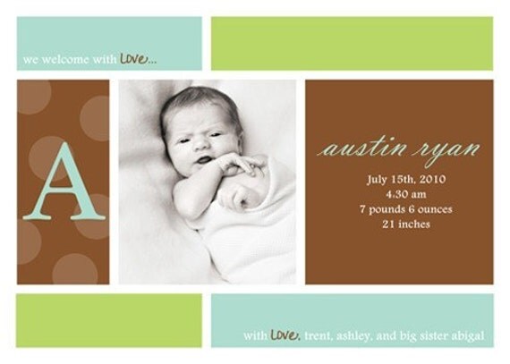 Blocks of Love - Custom Photo Birth Announcement Il_570xn