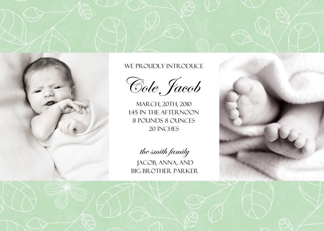 Simple Modern Flower Bud Custom Photo Birth Announcement Il_570xn