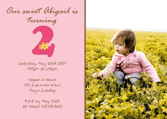 SWEET and SIMPLE...Printable Photo Birthday Invitations...by KM Thomas Designs Il_570xn