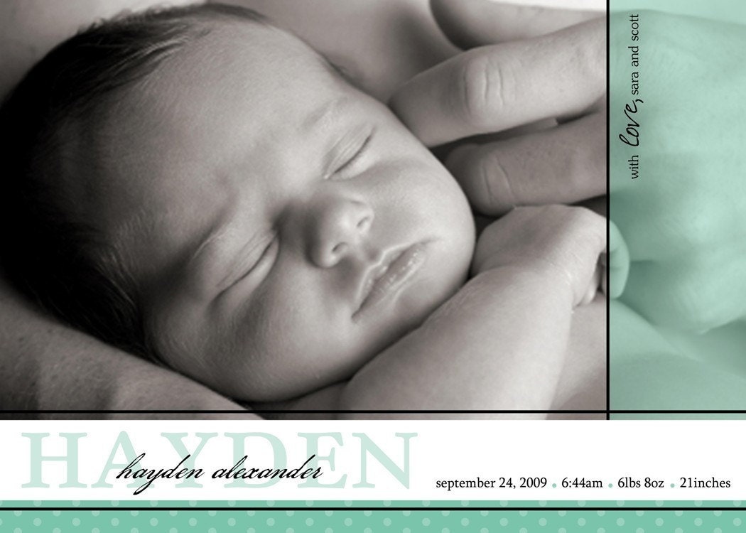 Simple Custom Photo Birth Announcement Il_570xn