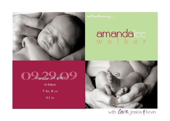 Simple and Bold Custom Photo Birth Announcement Il_570xn