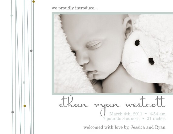 Heart Strings - Custom Photo Birth Announcements Il_570xn