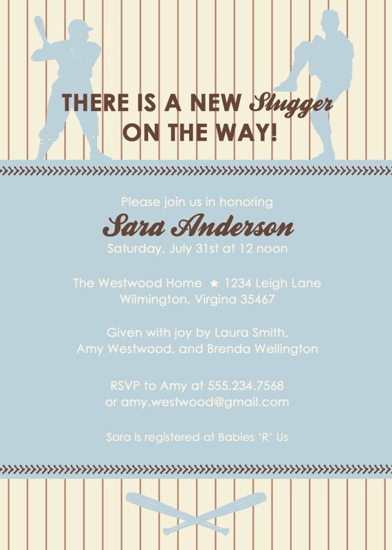VINTAGE SLUGGER...Custom Baby Shower Invitation...by KM Thomas Designs Il_570xn