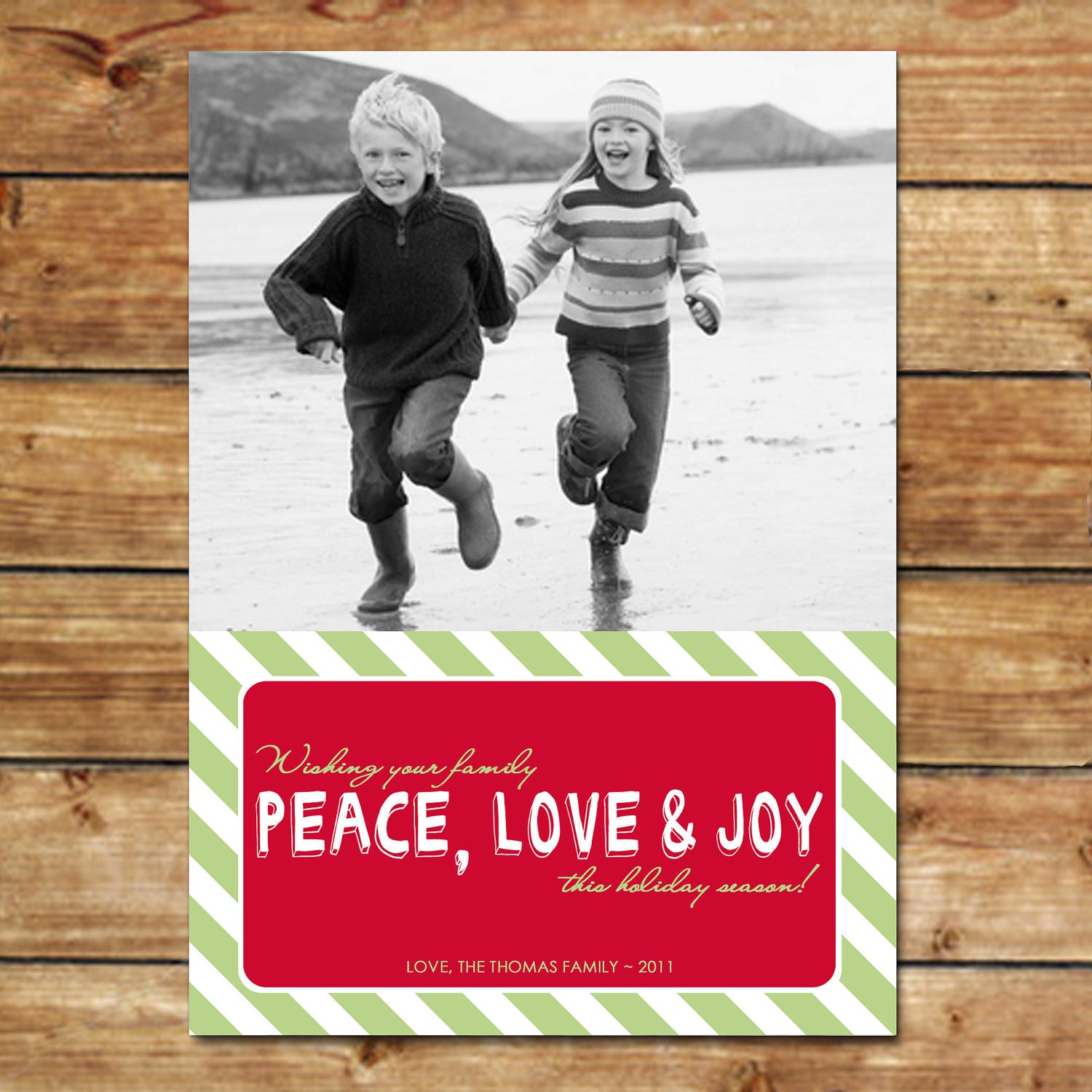 PEPPERMINT STICK...Custom Photo Holiday Card...by KM Thomas Designs Il_570xn