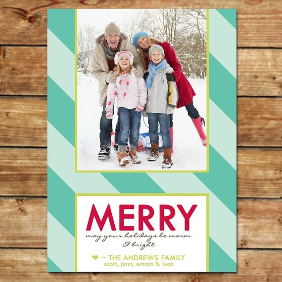 MERRY & BRIGHT...Custom Photo Holiday Card...by KM Thomas Designs Il_570xn