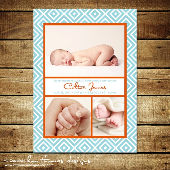 DIAMONDS...Custom Photo Birth Announcements...by KM Thomas Designs Il_570xn