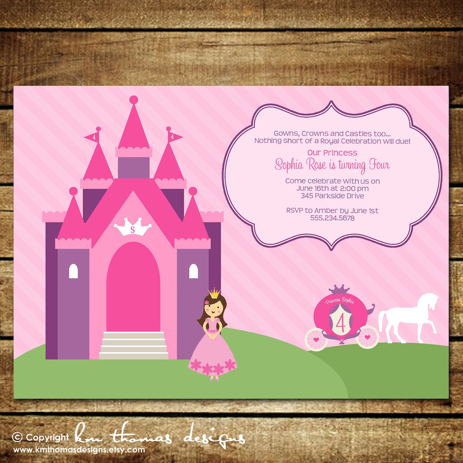 PRINCESS CASTLE...Custom Printable Birthday Invitations...by KM Thomas Designs Il_570xn