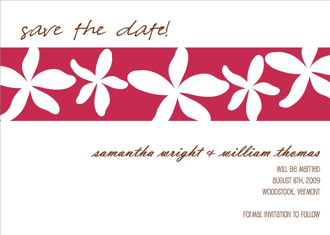 Bold and Modern White Flowers Custom Save the Date Cards Il_570xn