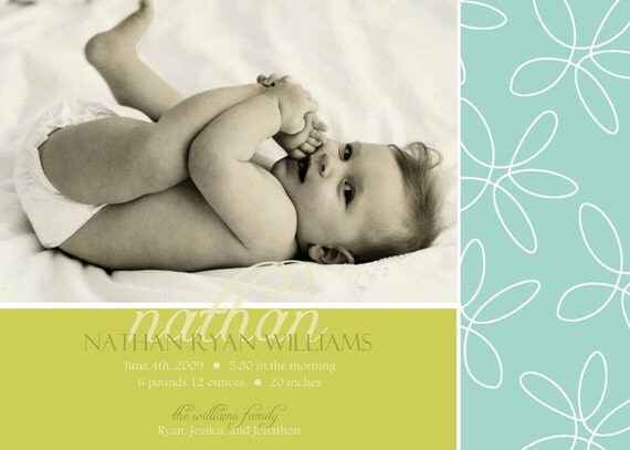 Blue Squiggles Baby Photo Birth Announcement Il_570xn