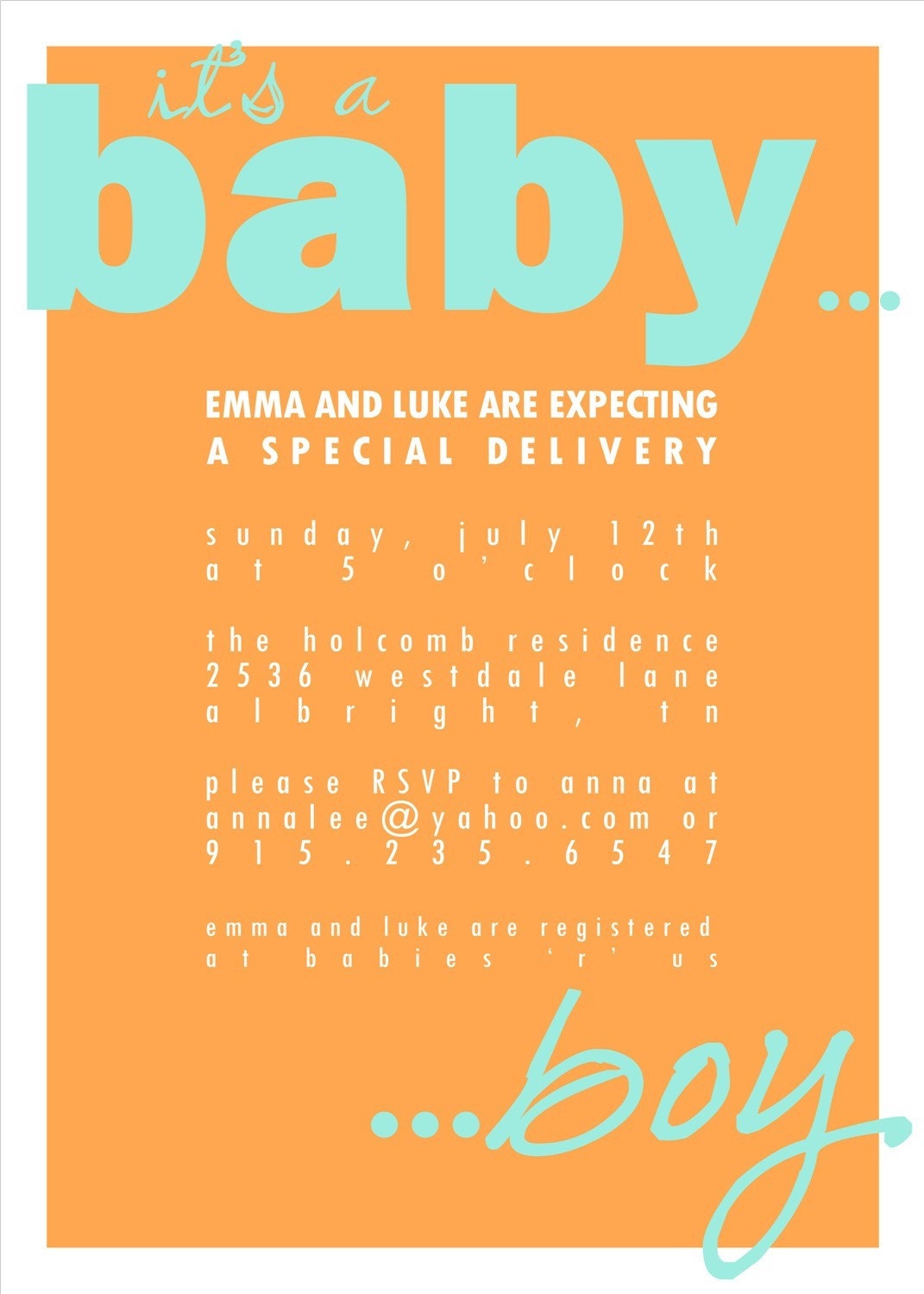 Bright Simple Custom Baby Shower Invitations Il_570xn