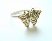 Butterfly stack ring silver and brass