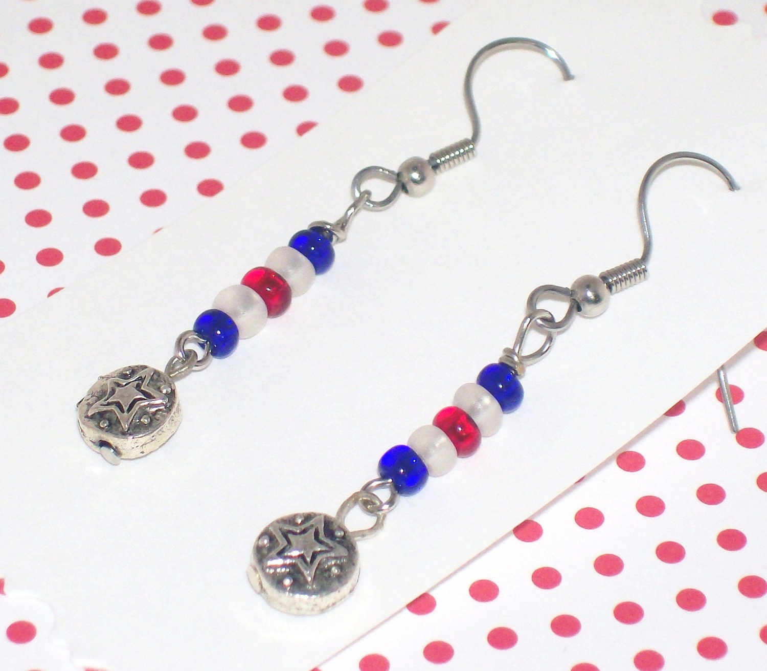 Stars & Stripes Forever - Patriotic Red White and Blue Earrings